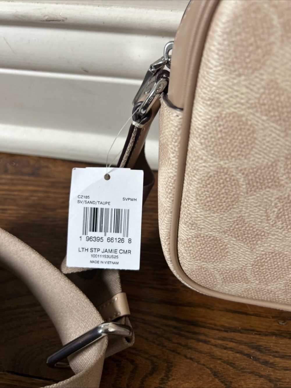 NWT Coach Jamie Camera Bag Siganture Canvas With Stripe CZ185 Sand/Taupe Stripe - Picture 4 of 13